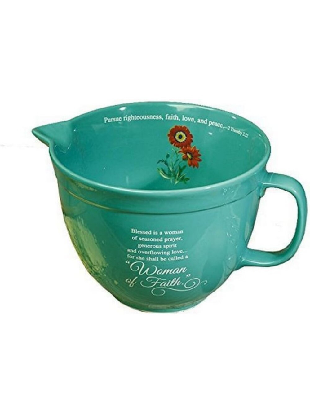 Faith-Inspired Ceramic Mixing Bowl - Blue, 9.5x5.75x7.5", Perfect for Baking